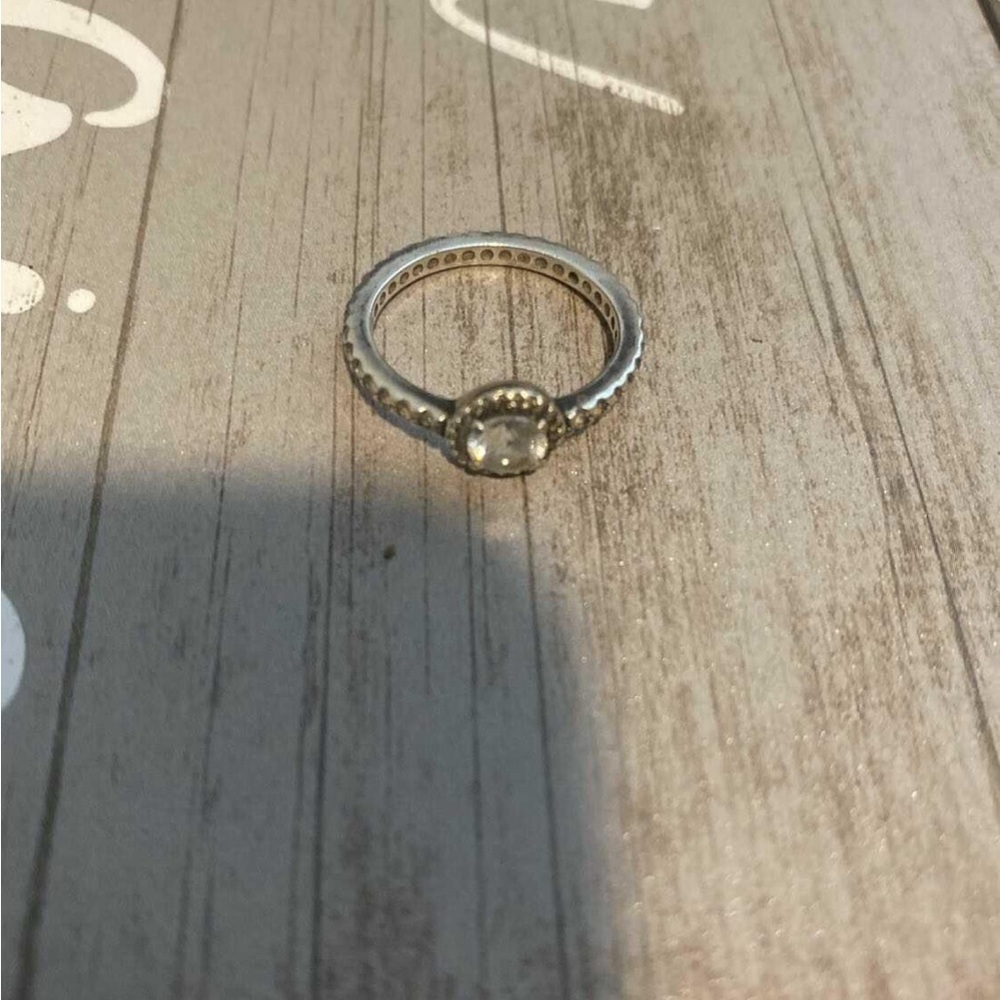 Pandora Elegant Silver Ring with Clear Stone